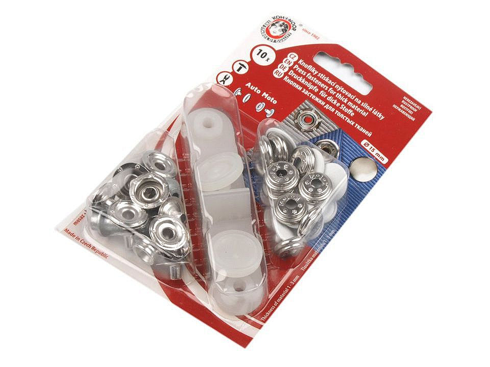 Boutons pression, Ø 15 mm, pour tissus épais, vernis coloré - 1carte