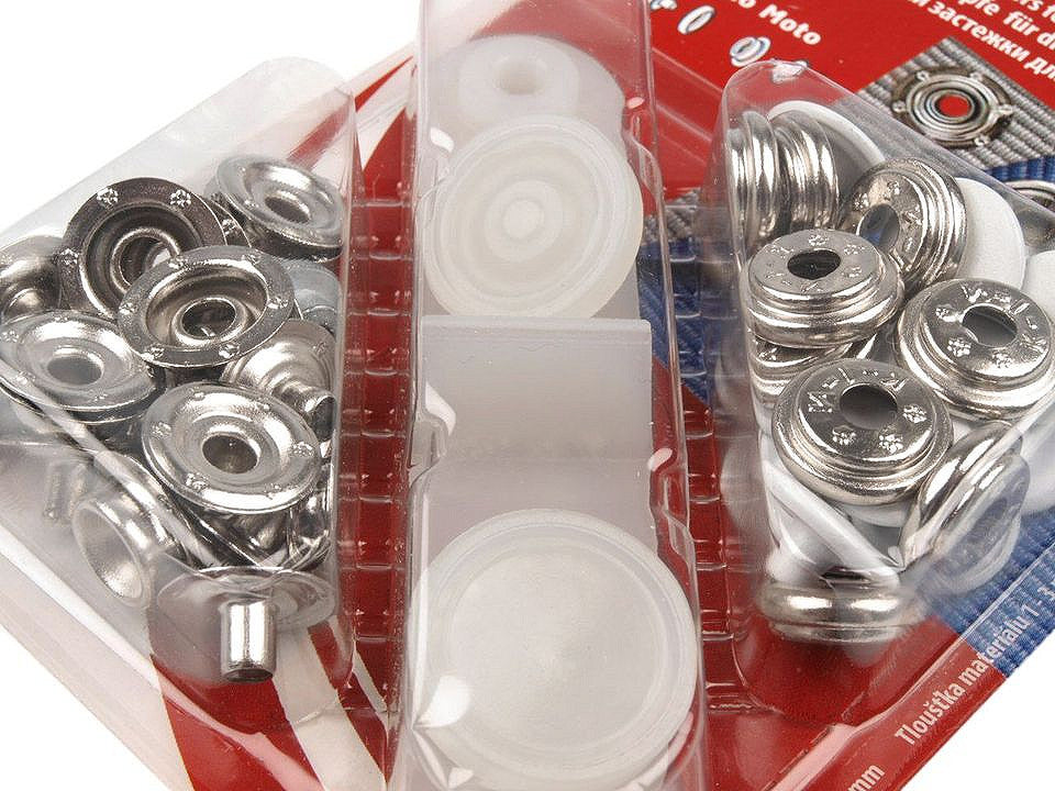 Boutons pression, Ø 15 mm, pour tissus épais, vernis coloré - 1carte
