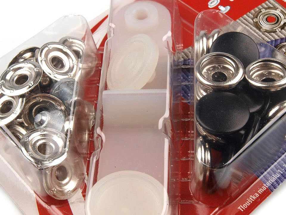 Boutons pression, Ø 15 mm, pour tissus épais, vernis coloré - 1carte
