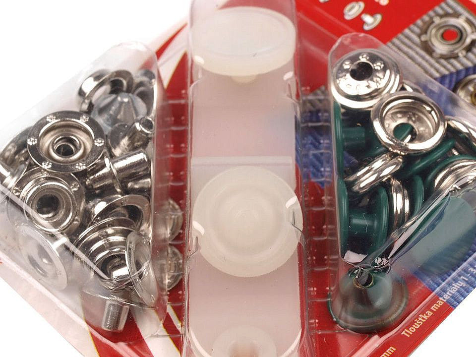 Boutons pression, Ø 15 mm, pour tissus épais, vernis coloré - 1carte