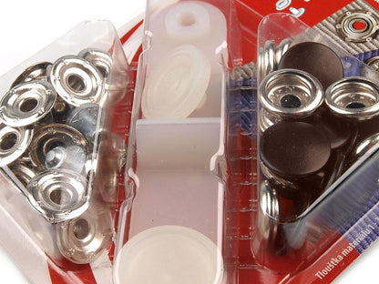 Boutons pression, Ø 15 mm, pour tissus épais, vernis coloré - 1carte