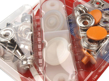 Boutons pression, Ø 15 mm, pour tissus épais, vernis coloré - 1carte