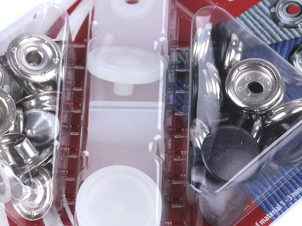 Boutons pression, Ø 15 mm, pour tissus épais, vernis coloré - 1carte