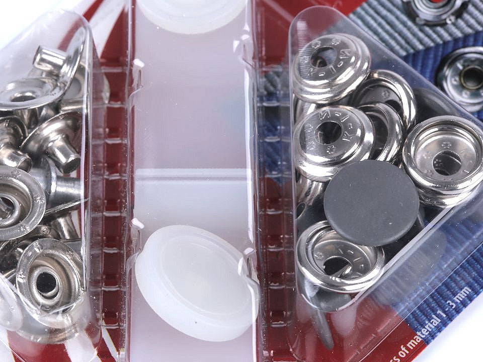 Boutons pression, Ø 15 mm, pour tissus épais, vernis coloré - 1carte