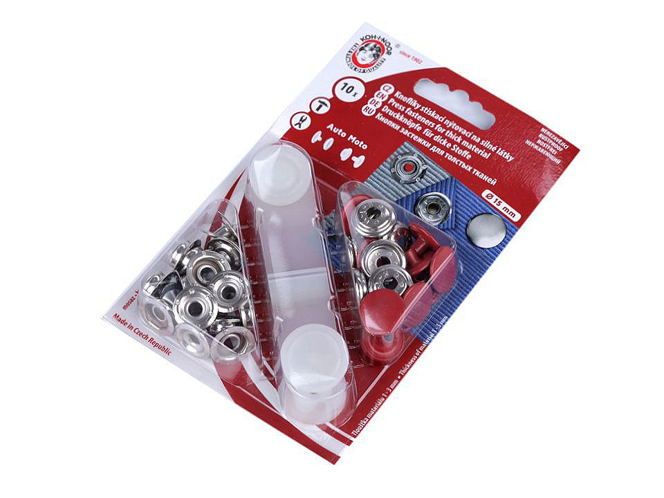 Boutons pression, Ø 15 mm, pour tissus épais, vernis coloré - 1carte