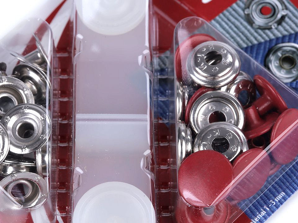 Boutons pression, Ø 15 mm, pour tissus épais, vernis coloré - 1carte