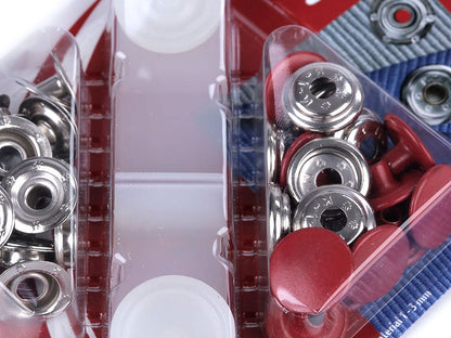 Boutons pression, Ø 15 mm, pour tissus épais, vernis coloré - 1carte