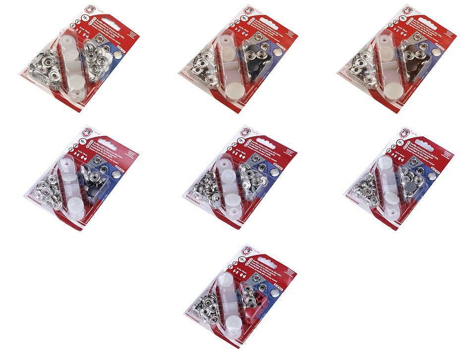 Boutons pression, Ø 15 mm, pour tissus épais, vernis coloré - 1carte