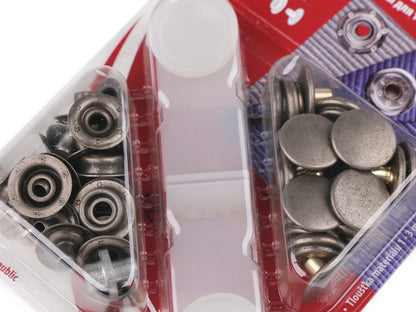 Boutons pression, Ø 15 mm, pour tissus épais - 1carte