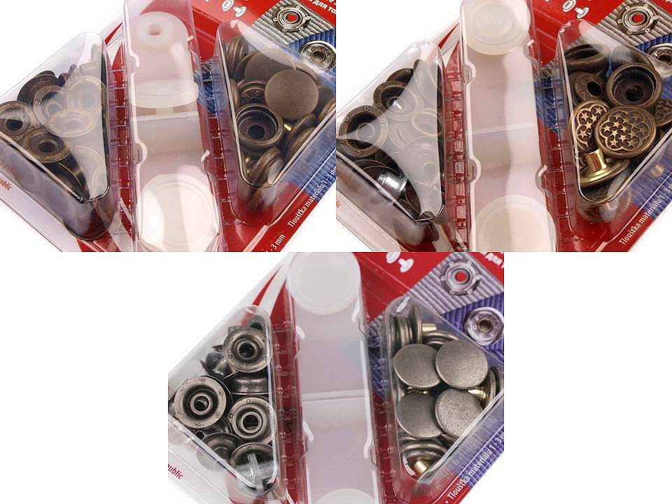 Boutons pression, Ø 15 mm, pour tissus épais - 10carte