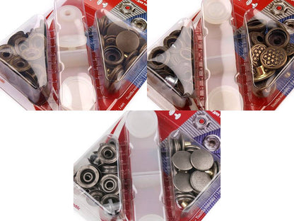 Boutons pression, Ø 15 mm, pour tissus épais - 10carte