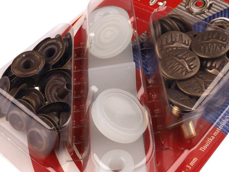 Boutons pression, Ø 15 mm, pour tissus épais - 10carte