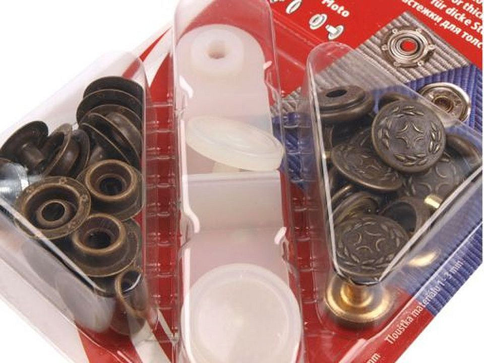 Boutons pression, Ø 15 mm, pour tissus épais - 10carte