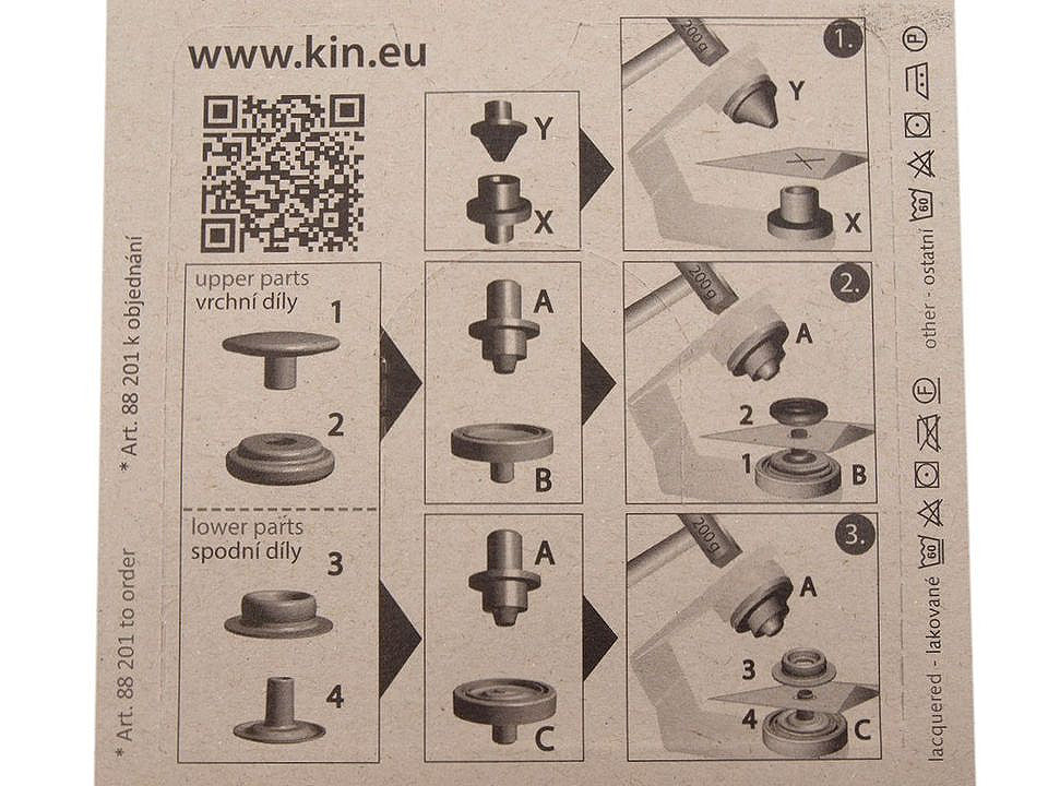 Boutons pression, Ø 15 mm, pour tissus épais - 10carte