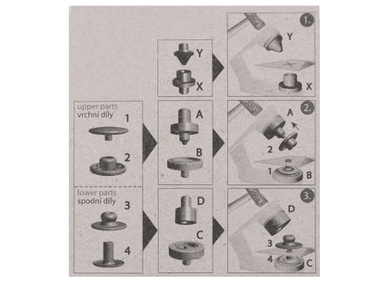 Boutons pression Wuk, Ø 15 mm, pour tissus moyennement épais - 1carte