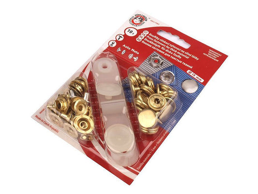 Boutons pression, Ø 15 mm, pour tissus épais, dorés - 1carte