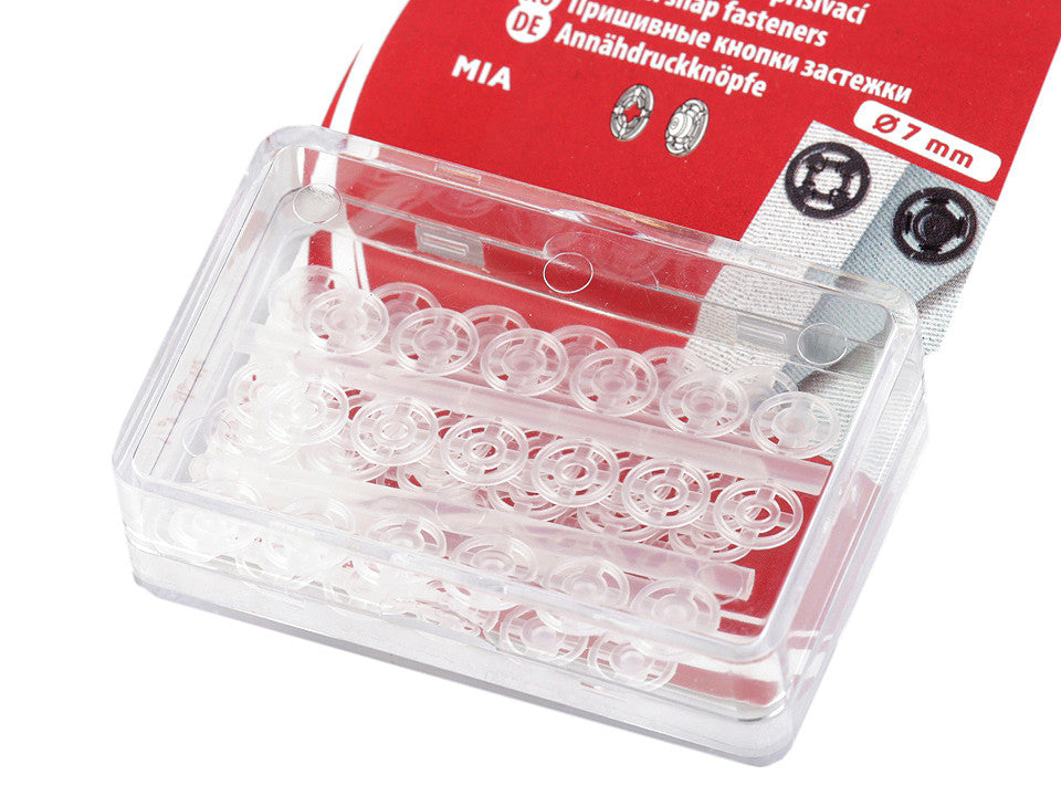 Boutons pression en plastique, Ø 7 mm - Ø 15 mm - 1carte