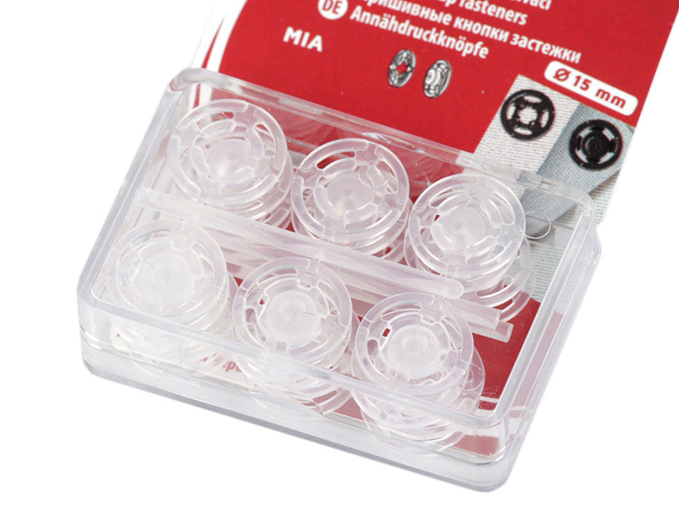 Boutons pression en plastique, Ø 7 mm - Ø 15 mm - 1carte