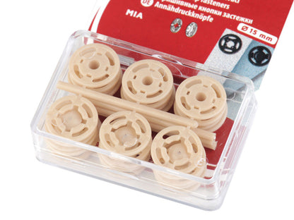 Boutons pression en plastique, Ø 7 mm - Ø 15 mm - 1carte