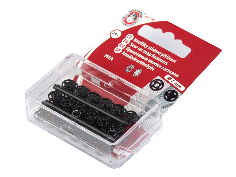Boutons pression en plastique, Ø 7 mm - Ø 15 mm - 1carte