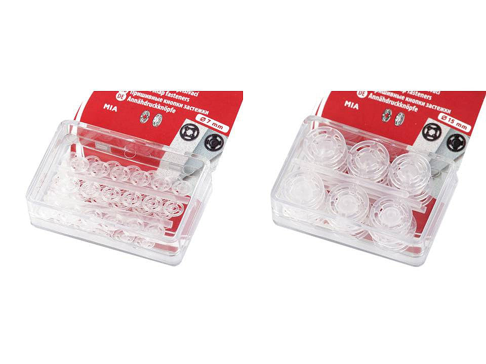 Boutons pression en plastique, Ø 7 mm - Ø 15 mm - 1carte