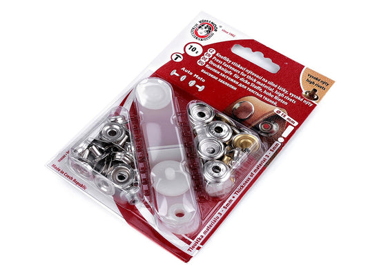 Boutons pression, Ø 15 mm, pour tissus épais, rivet haut - 1carte