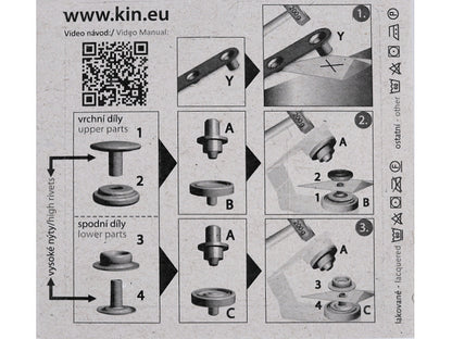 Boutons pression, Ø 15 mm, pour tissus épais, rivet haut - 10carte