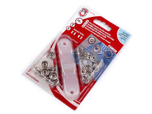 Boutons pression Roland Baby, Ø 11 mm, pour tissus fins - 1carte