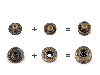 Boutons pression, Ø 12 mm, pour tissus moyennement épais, acier inoxydable - 50set