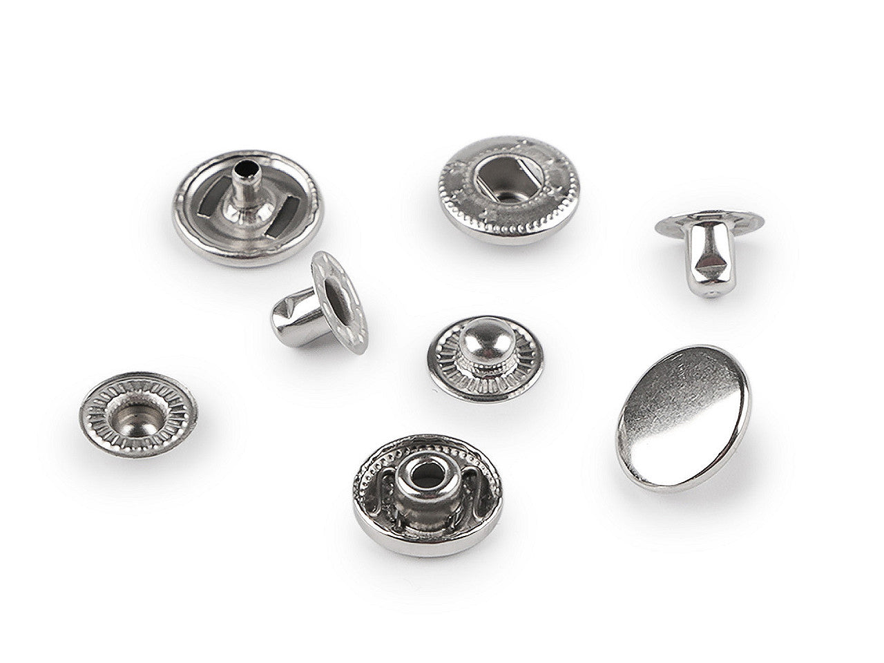 Boutons pression, Ø 12 mm, pour tissus moyennement épais, acier inoxydable - 50set