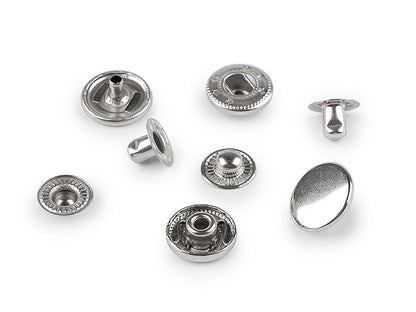Boutons pression, Ø 12 mm, pour tissus moyennement épais, acier inoxydable - 50set
