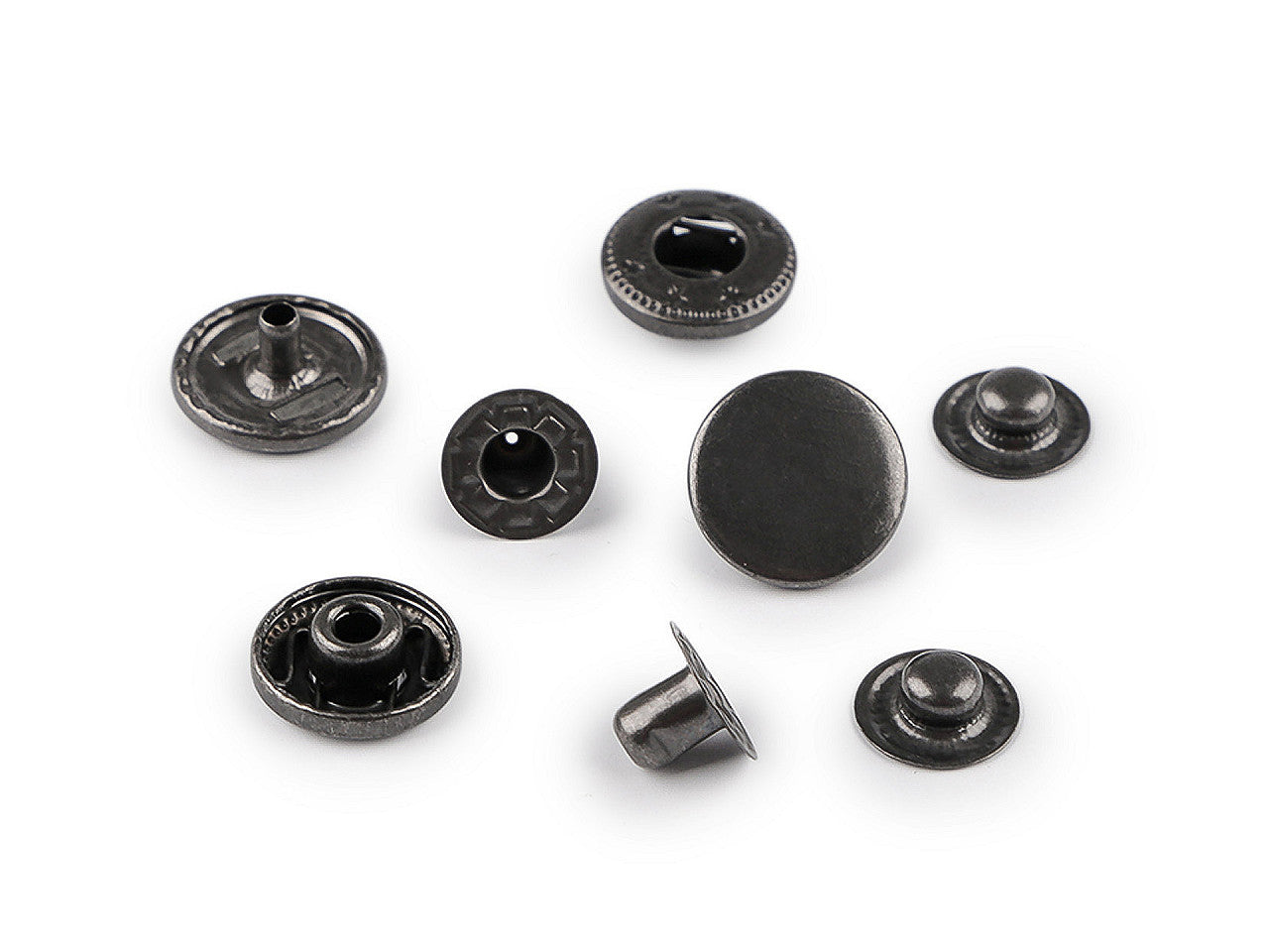 Boutons pression, Ø 12 mm, pour tissus moyennement épais, acier inoxydable - 50set