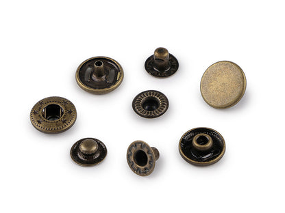 Boutons pression, Ø 12 mm, pour tissus moyennement épais, acier inoxydable - 50set