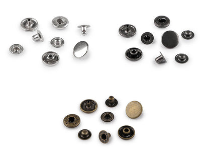 Boutons pression, Ø 12 mm, pour tissus moyennement épais, acier inoxydable - 50set