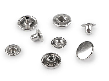 Boutons pression, Ø 15 mm, pour tissus moyennement épais, acier inoxydable - 50set