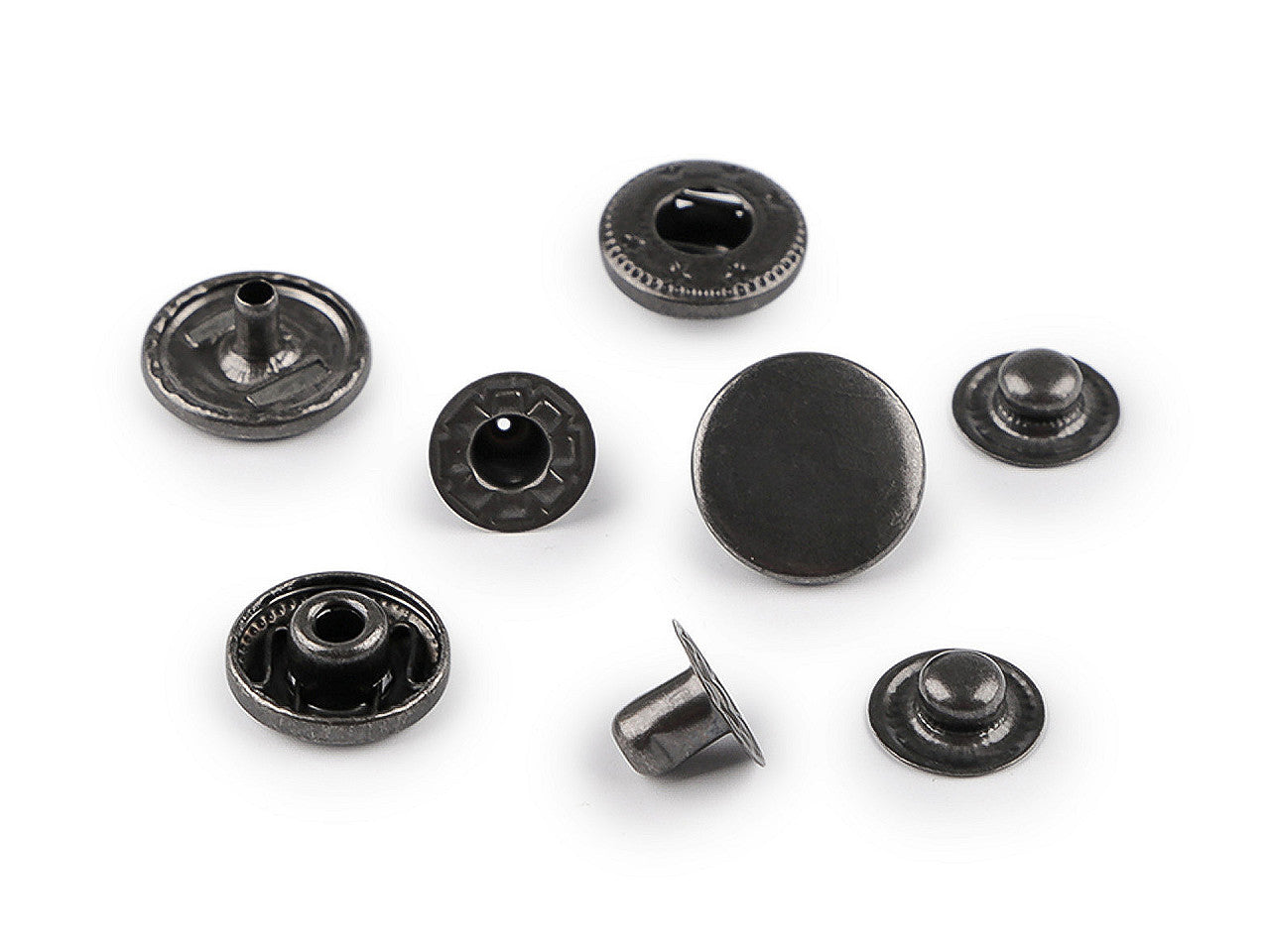 Boutons pression, Ø 15 mm, pour tissus moyennement épais, acier inoxydable - 50set