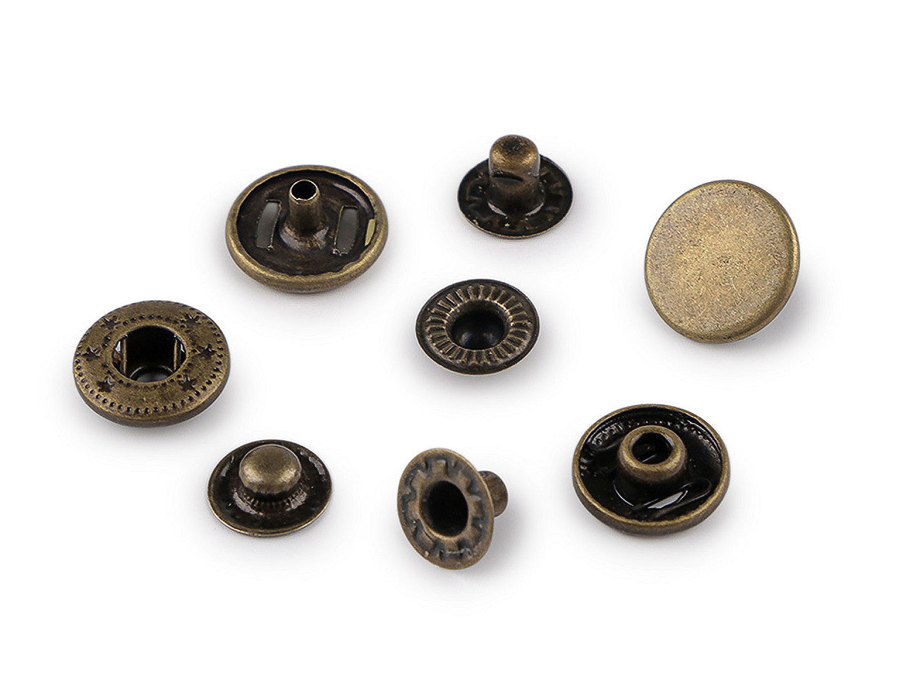 Boutons pression, Ø 15 mm, pour tissus moyennement épais, acier inoxydable - 50set