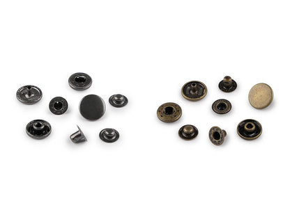 Boutons pression, Ø 15 mm, pour tissus moyennement épais, acier inoxydable - 50set