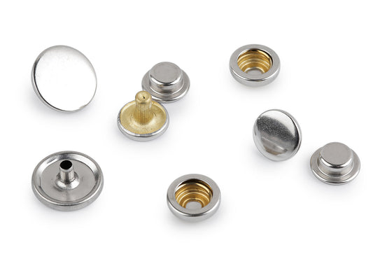 Boutons pression, Ø 15 mm, pour tissus épais, acier inoxydable - 50set