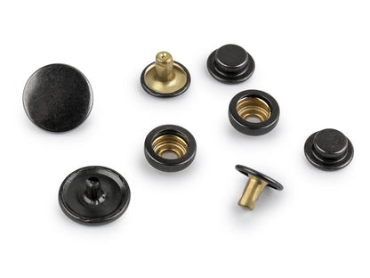 Boutons pression, Ø 15 mm, pour tissus épais, acier inoxydable - 50set