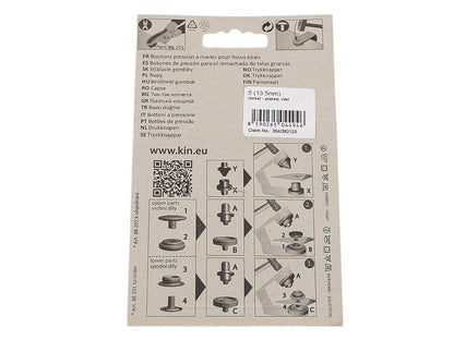 Boutons pression métalliques, Ø 13,5 mm, pour tissus épais