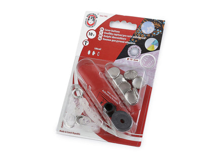 Bouton auto-couvert, acier inoxydable, Ø 12 ; 15 mm - 1carte
