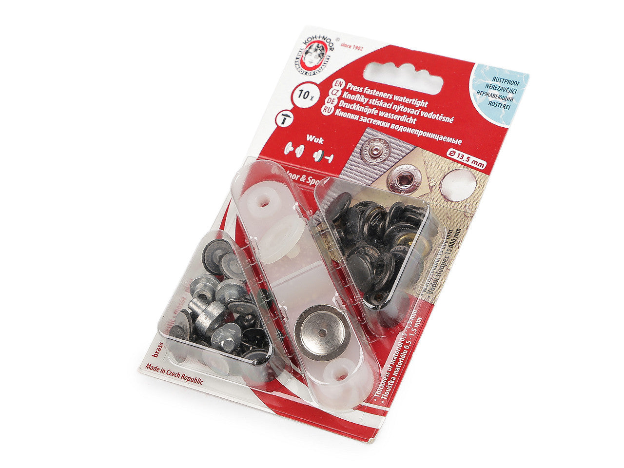 Boutons pression Wuk, Ø 13,5 mm, étanches - 1carte