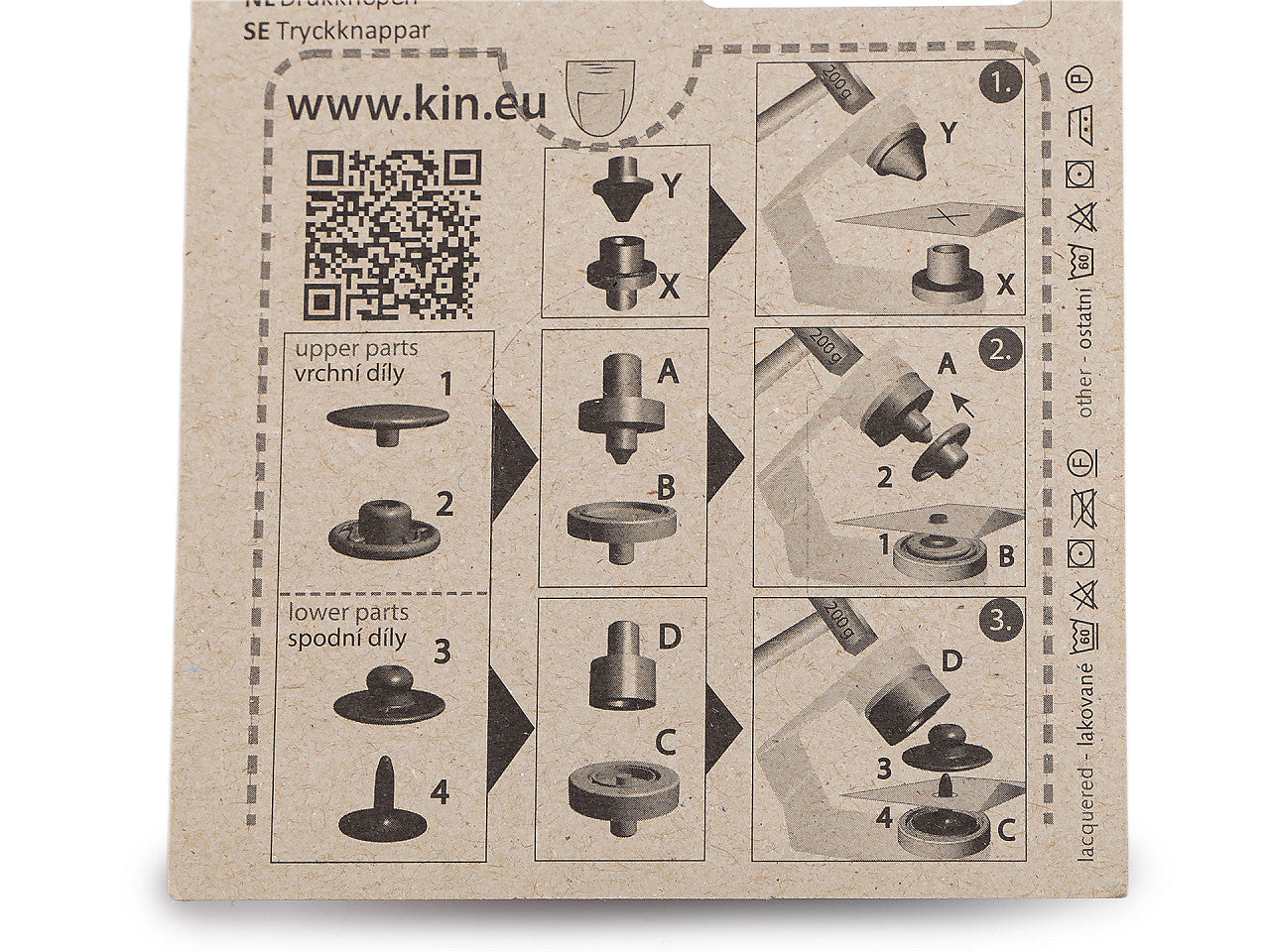 Boutons pression Wuk, Ø 13,5 mm, étanches - 1carte