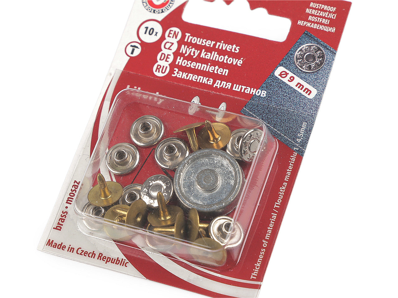 Rivet décoratif pour pantalon/jean, Ø 9 mm - 1carte