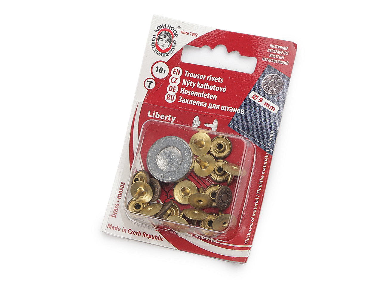 Rivet décoratif pour pantalon/jean – Ø 9 mm (carte de 10)