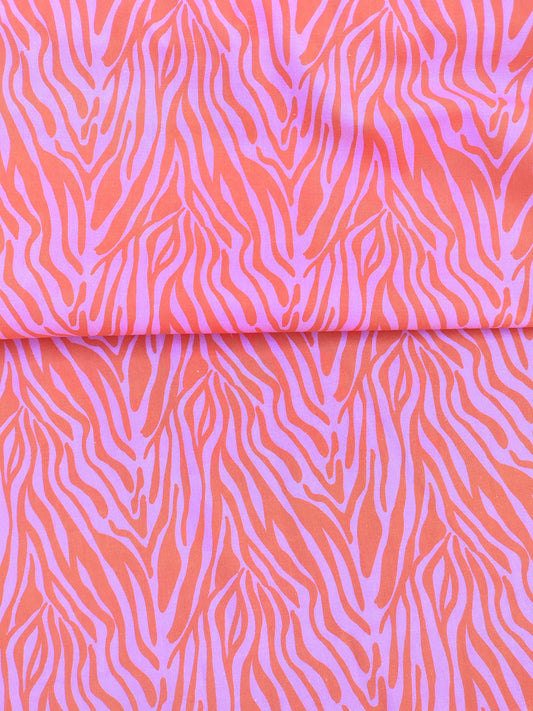 Tissu imprimé en France 64038C — Tora rose & corail