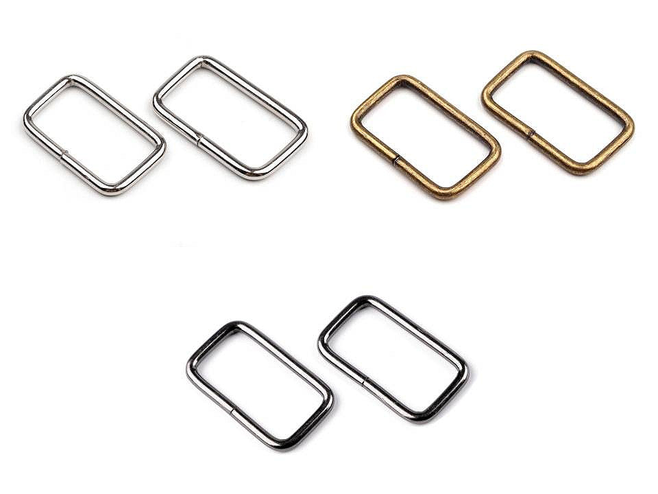 Anneau métallique carré pour sangle, largeur 25 mm