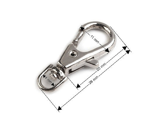 Mousqueton métallique pour sangle de 4 mm