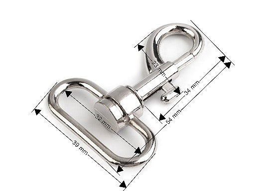 Mousqueton métallique pour sangle de 32 mm